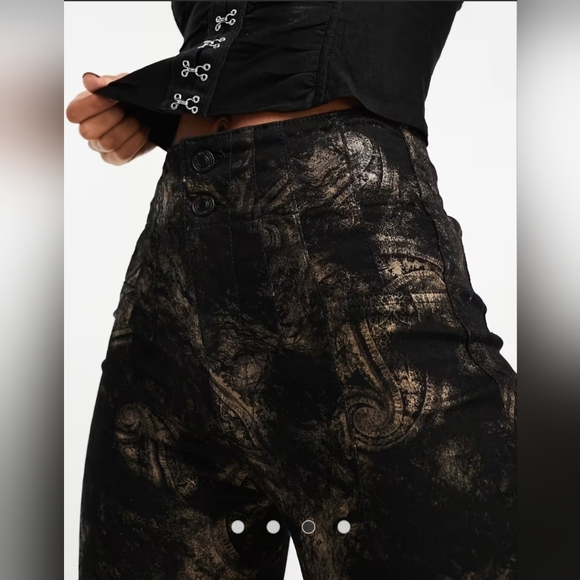 Free People Jayde Metallic Detail Flared Jeans In Black - Picture 3 of 11